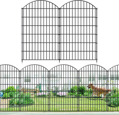 Metal Garden Fence 48in (H) x 12.7ft (L), 5 Panels + 6 Stakes Dog Fence Border Fence Animal Barrier, No Dig Garden Fencing for Yard Flower Bed Lawn Patio Outdoor, CTW4805 Black