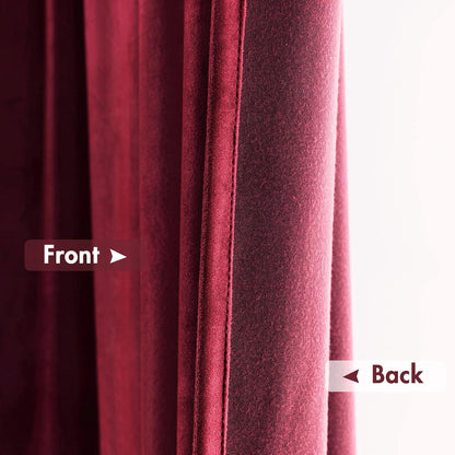 MIULEE Burgundy Velvet Curtains Thermal Insulated Blackout Curtain Christmas Drapes for Bedroom Living Room Darkening 96 Inches Long Curtains Panels Rod Pocket Set of 2