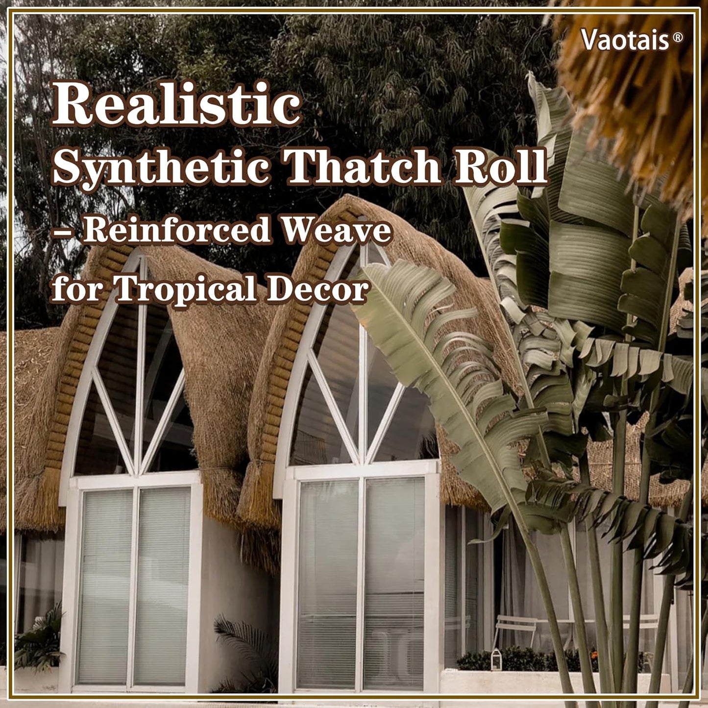 Realistic Synthetic Thatch Roll Sun-Bleached Yellow - 18 & 30 Inch Widths - Reinforced Weave for Mexican Palapa, Tiki Bars, Hawaiian Parties & Patio Decor (30 Inch Width x 10 Feet Length)