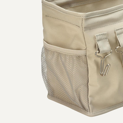 Amazon Basics Bedside Caddy Hanging Storage Organizer, 4.72 x 14.57 x 7.87 in, Linen, Dark Grey