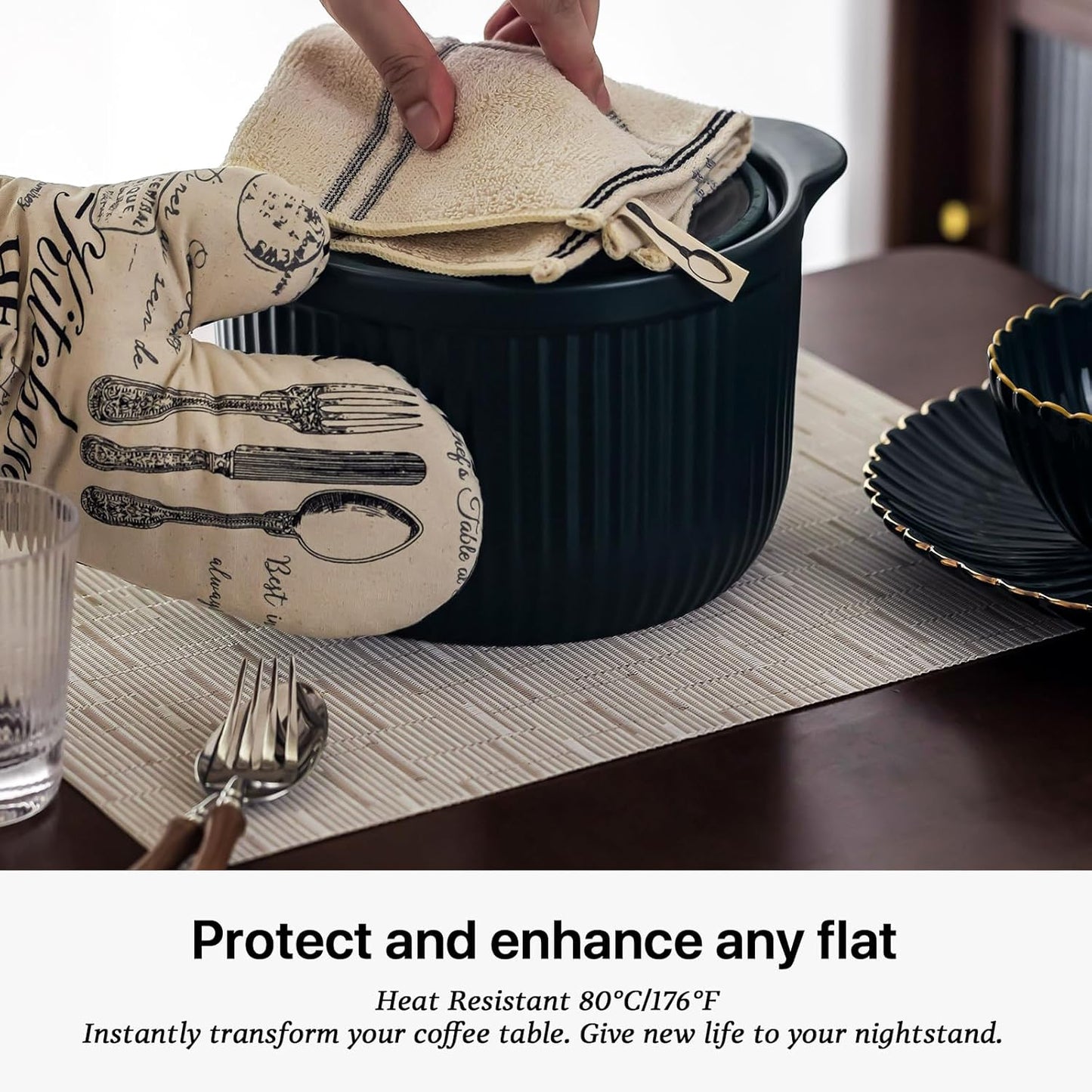 LEXMORE Placemats Set of 12 Vinyl/Plastic Woven Place Mats for Kitchen Table Indoor/Outdoor Washable Placemat Wipeable Dining Table Mats(Pale Beige)