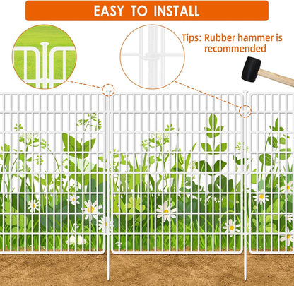 15 Panels No Dig Fence with Gate, 32 in(H) X 36 ft(L) Garden Decorative Fence Animal Barrier for Dogs, Rustproof Metal Garden Edging Border for Outdoor, Yard, Patio, Black, White