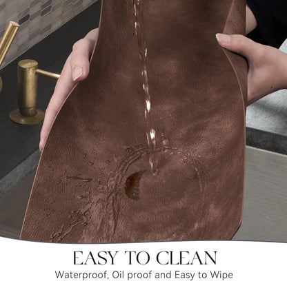 MOSAYT Vinyl Placemats Set of 6-12 X 17 Inch - Faux Leather 100% Waterproof Oil-Proof Wipeable PU Place Mats, Heat Resistant Reversible Table Mats for Kitchen, Dining, Outdoor (Coffee)