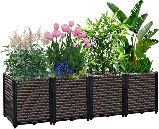 Large Planters for Outdoor Plants - Deepened 20" H, Raised Beds for Gardening Self Watering, Elevated Planter Box with Legs, Rectangular Garden Planters for Outdoor Plants Flowers, 62.9"L x 15.7"W