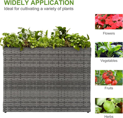 LEWIS&WAYNE Large Rectangular Block Planter Box Handmade Wicker Tall Planters for Outdoor Plants with Removable Liners Modern Planter for Indoor Outdoor Patio Deck - Gray, 32''x11''x24''