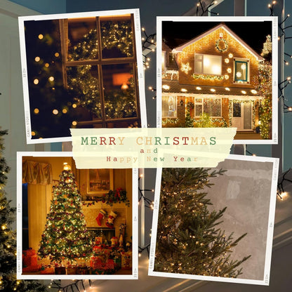 Solar String Lights Outdoor Waterproof 4PK 400LED 132FT Twinkle Lights Auto On/Off Solar Powered LED Fairy Light Green Wire with 8 Modes for Christmas Tree Party Wedding Garden Decoration (Warm White)