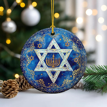 FLAGWIX Hanukkah Gifts for Men Women - Ceramic Christmas Ornaments 2025 for Tree Decorations - Hanukkah Decorations for Home, Spiritual Christmas Tree Ornaments, Jewish Gifts for Mom Sister Friends