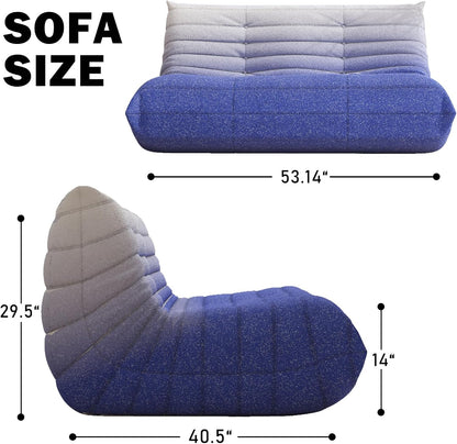 Bean Bag Chair, Loveseat Fireside Chair Bean Bag Sofa Large Bean Bag Chair for Adults, 2 Seater Bean Bag Chairs for Teens with High Density Comfortable Foam, Bean Bag for Living Room (Blue&White)