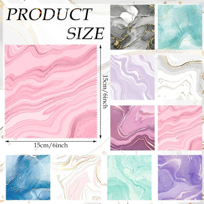 Sinmoe 20 Pcs Microfiber Cleaning Cloth Cute Marble Design Microfiber Cloth Soft Gifts Multicolor Glasses Cleaner Wipes for Eyeglasses Camera Lens Cell Phone Screens Glasses, 6 x 6 Inches