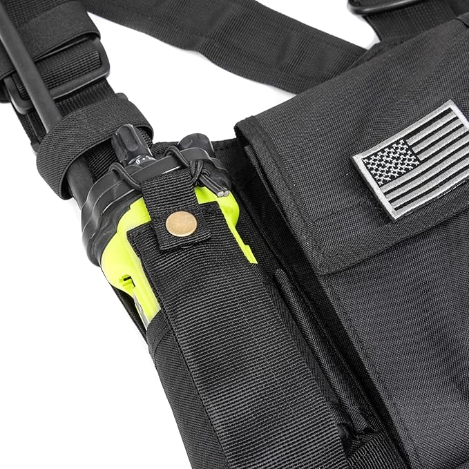 LUITON Radio Chest Harness with Reflective Strips Shoulder Holster Radio Vest Holder Two Way Radio Vest Rig Walkie Talkie Case with Front Pack Pouch for Motorola/Midland/Baofeng/Retevis