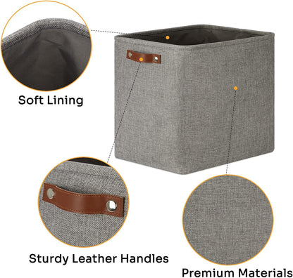 DULLEMELO Grey Storage Baskets 2 Pack Extra Large Fabric Shelf Baskets for Organizing, Closet, Clothes, Toys, Bedroom