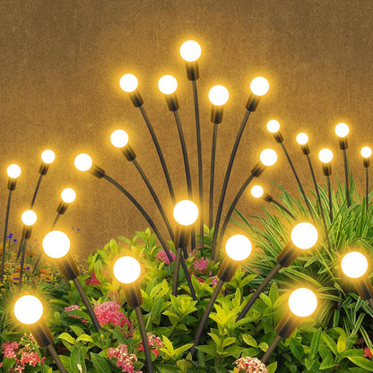 Solar Garden Lights Outdoor Waterproof, 4 Pack 32 LED Swaying Light Firefly Light Outdoor Decor Lights for Garden Gifts for Pathway Party Christmas Decoration, Warm White