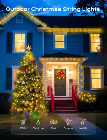 Brightown Solar Operated C6 Strawberry String Lights, 22.64ft 50 LEDs Warm White LED Christmas Fairy Lights, Solar Christmas Lights Outdoor, Christmas Decorations for Christmas Tree, Garden Decor