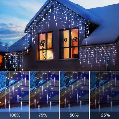 Icicle Lights Outdoor, 33 FT 400 LED Christmas Lights with 60 Drops, Waterproof Connectable Icicle Christmas Light Outdoor with Remote and Timer, 8 Light Modes Christmas Decorations for Roofline