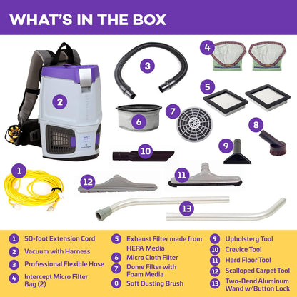 ProTeam GoFit 3 Commercial Backpack Vacuum with Restaurant Tool Kit, 3 qt, Corded