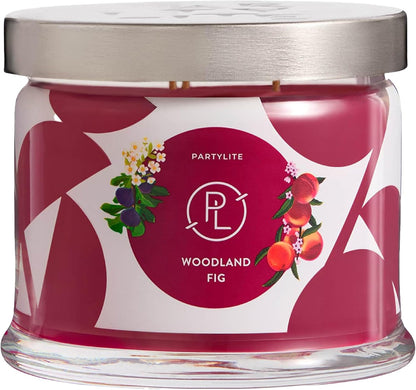 PartyLite 3-Wick Jar Candle, Highly Fragranced Clean Burning Glass Candle, 25-45 Hours Burn Time (Woodland Fig)