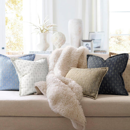 ZWJD Pillow Covers 24x24 Set of 2 Soft Polyester Textured Pillow Covers with Stylish Flange Edge Cozy Farmhouse Throw Pillows for Couch Bed Sofa Living Room