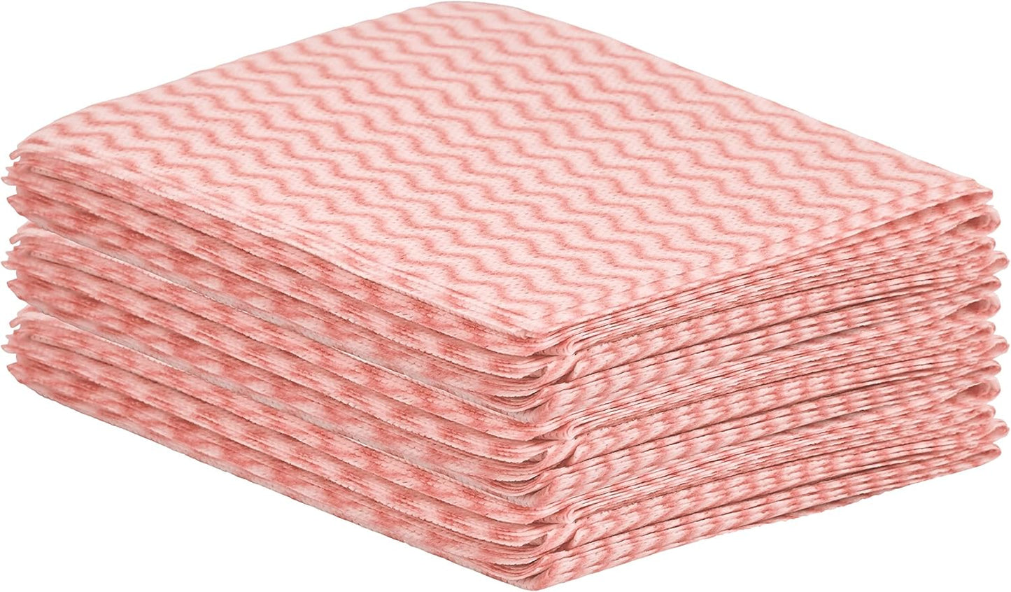 Superio Handy Wipes For Kitchen - Red Reusable Multi-Purpose Heavy-Duty Cleaning cloth for house, Bathroom, and office. Disposable Dish Towel (15)