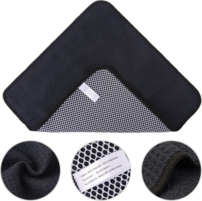 KinHwa Kitchen Washcloths for Dishes Absorbent Microfiber Dish Cloths Quick Dry Dish Rags with Poly Scour Scrub Side Ideal for Kitchen Cleaning (Black-B, 12inchx12inch 6 Pack)