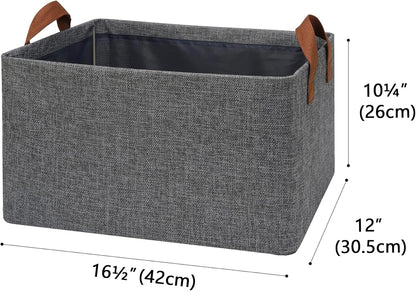 GRANNY SAYS Closet Storage Baskets, Collapsible Fabric Storage Bins with Metal Frame, Clothes Organizer Bins, Extra Large Baskets for Shelves, Dark Gray, 4-Pack