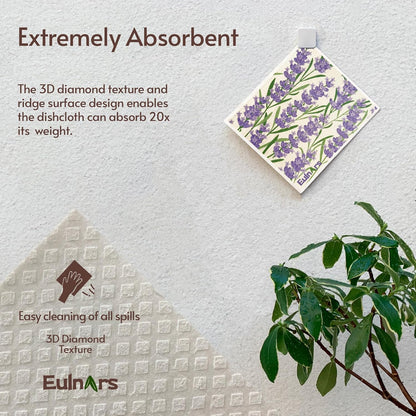 Swedish Dishcloths for Kitchen, 8 Pack Flower Reusable Paper Towels Washable, Non-Scratch Swedish Kitchen Towels, Super Absorbent Cellulose Dish Cloths, Eco Friendly Gifts