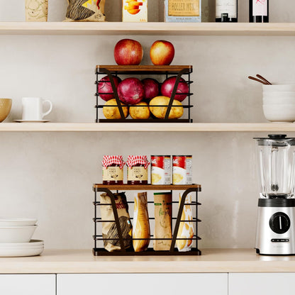 2 Pack Stackable Kitchen Organization,Counter Organizers and Pantry Organization for Home and Kitchen,Trash Bag Organizer Under Sink,Brown