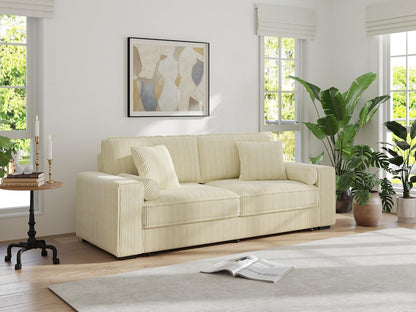 91-Inch Corduroy Pull Out Couch with Storage, Convertible Queen Sleeper Sofa with Pull Out Bed, Hide a Bed Couches for Bedroom, Guest Room, Apartment, Small Places, RV (Beige)