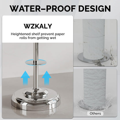 Freestanding Toilet Paper Holder Stand with Storage – Holds 4 Extra Rolls – Chrome Toilet Paper Holder for Bathroom – Sturdy Base, Classic Retro Style, Space-Saving Bathroom Storage Organizer