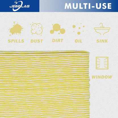 JEBBLAS Handi Wipes Reusable Cloths Dry Cleaning Cloths Dish Towel Dish Cloths Handy Cleaning Wipes,Pack of 50, Yellow