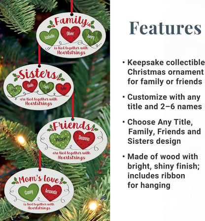 Let’s Make Memories Personalized Christmas Ornament - for Friends - 2024 Christmas Ornament - Wood - Oval - 2–6 Names - Heartstrings