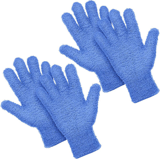 Patelai Microfiber Gloves for Plants Dusting Cleaning Glove Mittens, Navy Blue, 4 Count