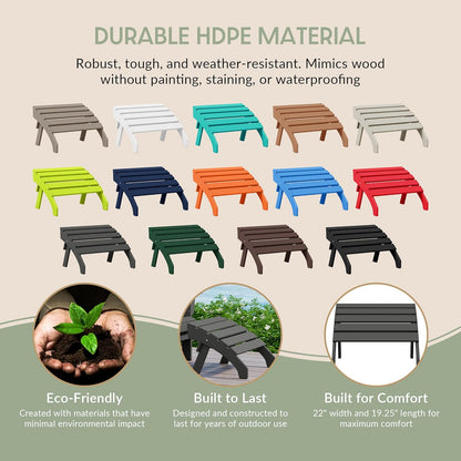 WestinTrends Dylan Outdoor Patio HDPE Adirondack Ottoman Footrest, Gray