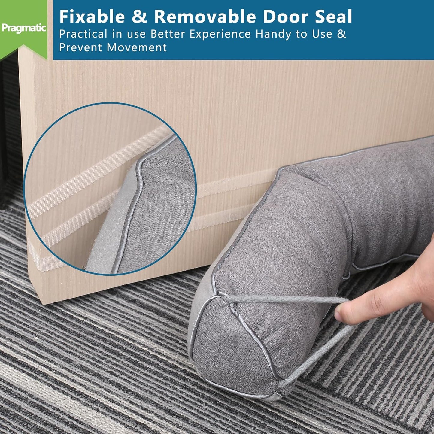 Triangular Under Door Draft Stopper 28 inch Heavy Duty Door Draft Blocker Bottom Door Seal Noise Air Door Guard for Doors and Windows, Gray