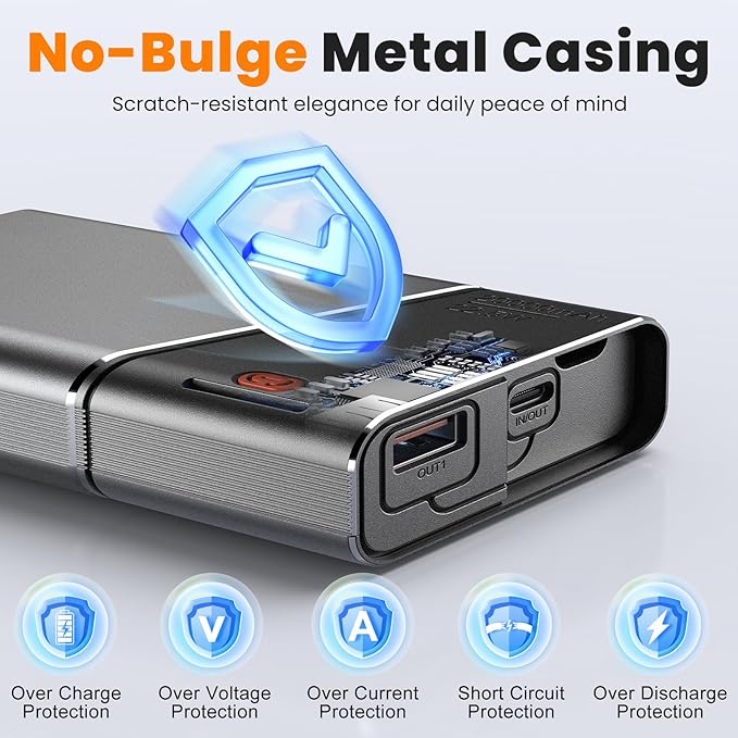 Portable Charger 20000mAh, 22.5W PD 3.0+QC 4.0 Super Fast Charging Power Bank, Cooler Aerospace Metal Case for iPhone 17 16 15 14, 13 Android, iPad, Samsung Google Tablet & More, Travel Essential