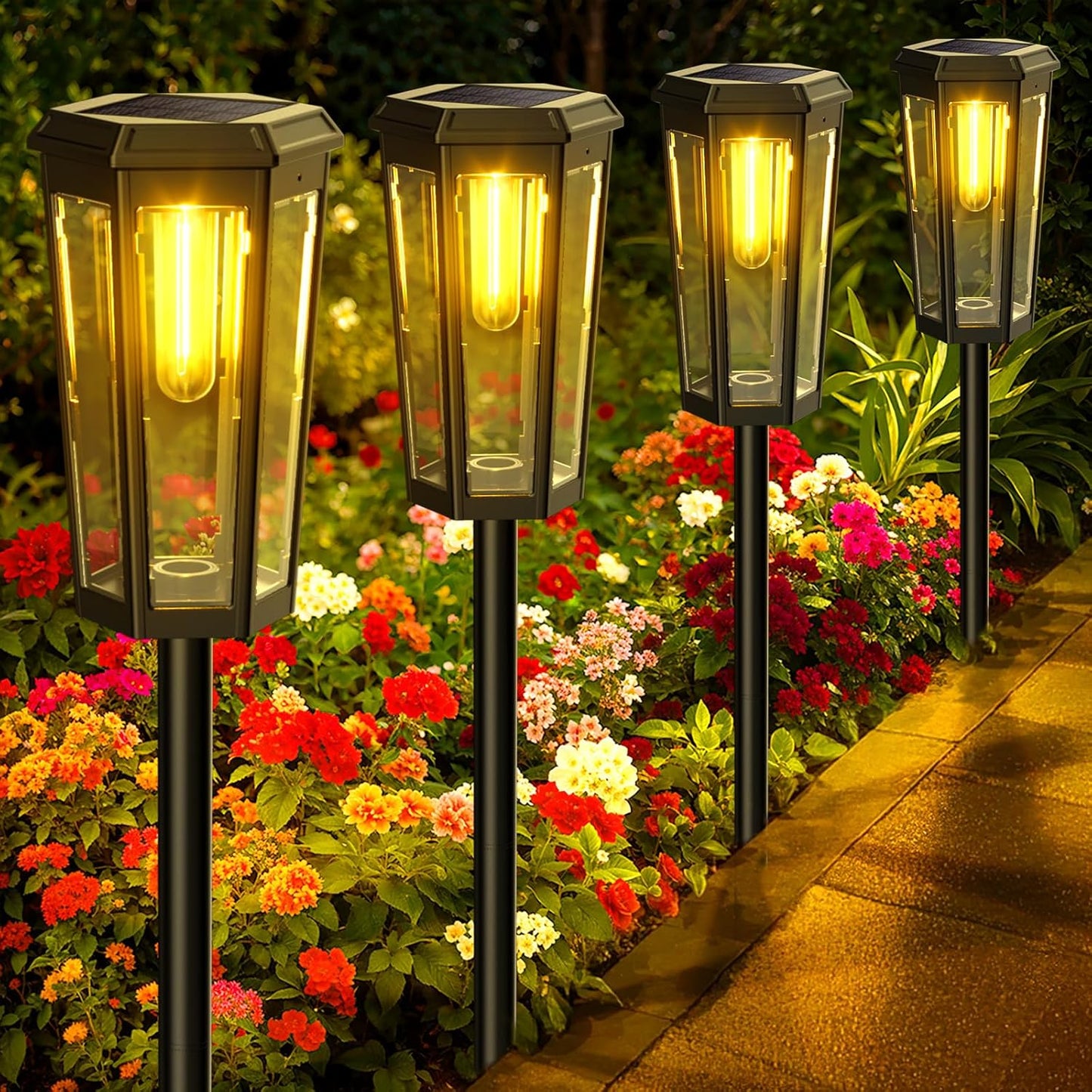 KINKAI Solar Pathway Lights Outdoor - 6 Pack Solar Garden Lights Driveway Light Landscape Lighting for Outside Walkway Patio Sidewalk Yard (Warm Light)