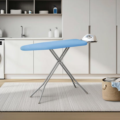 Yaheetech Foldable Ironing Board, Heavy Duty Iron Board with 9 Adjustable Heights, 4 Layer Cover and Safety Iron Rest, 52X14 Compact and Space Save Iron Board for Home Laundry Room Use, Blue