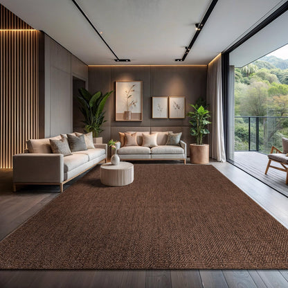 CAMILSON Easy Jute Rug 9x12, Indoor Outdoor Brown Color Fiber Area Rugs for Living Room Patio and Kitchen Rug, Solid Boho Woven Design, Easy-Cleaning, Washable Outside Carpet Alfombras (9 x 12)