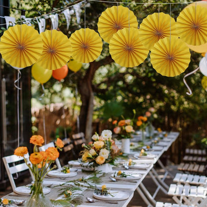 BARTHEW Yellow Birthday Decorations,DIY Yellow Paper Fans Hanging Decoration ,Party Supplies Party Fans 12in, Wedding Graduation Events Accessories 30 Color DIY Set （Yellow）