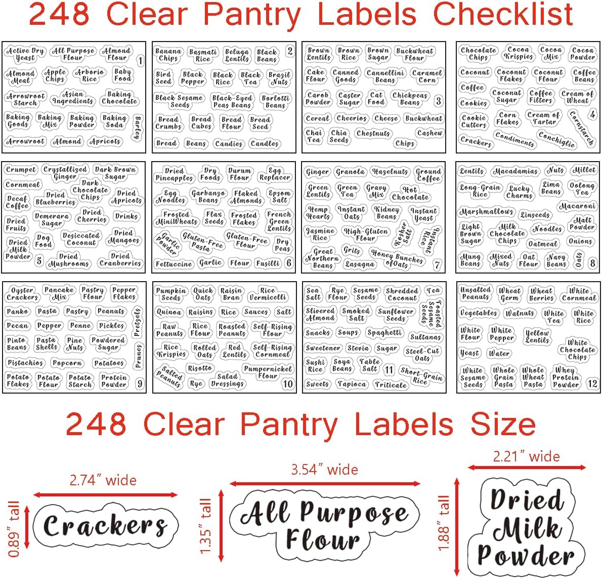 6 Pcs Square Glass Pantry Storage Containers with Bamboo Airtight Lid and 248 Clear Pantry Labels Preprinted - 24oz Thicken Glass Food Storage Jars for Coffee, Cookie, Tea, Sugar, Spice