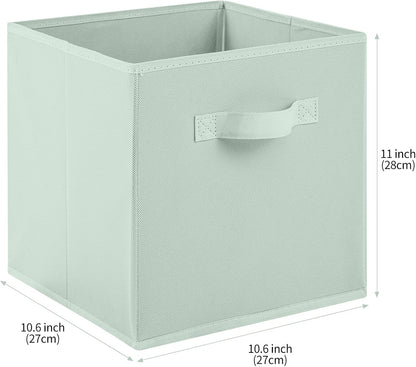 Stero Fabric Storage Bins 6 Pack Fun Colored Durable Storage Cubes with Handles Foldable Cube Baskets for Home, Kids Room, Closet and Toys Organization Cyan, Green, Yellow, Purple, Pink and Peachpuff