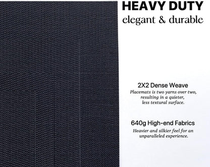 LEXMORE PlaceMats Set of 12 Vinyl/Plastic Woven Place Mats for Kitchen Table Indoor/Outdoor Washable PlaceMat Wipeable Dining Table Mats(Black Cube)