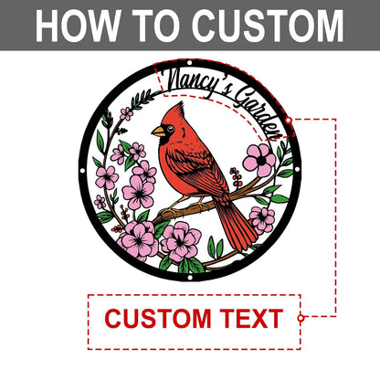 Personalized Name Garden Cardinal Metal Signs with Stake, Custom Family Name Yard Decor for Outdoor Outside, Cardinal Lawn Patio Stake Gardening Enthusiasts Grandmothers Gift