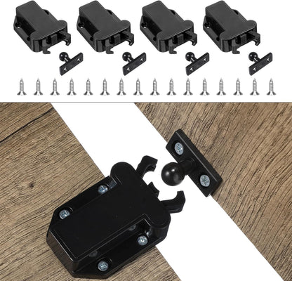 4Pack Push Latches for Cabinets, Push to Open Catch Lock,Safe Rebound Self-Locking Device Drawer Catch Push to Open Door Latch Cabinet Hardware for Cabinet Drawer Wardrobe Kitchen Door
