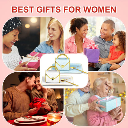 Zubebe 2 Sets Coffee Mug Elegant Handbag Shaped Cup Modern Ceramic Purse Mug with Spoon and Saucer, 10oz Cute Creative Tea Cup for Office Home Woman Girls Gift (White,Blue)