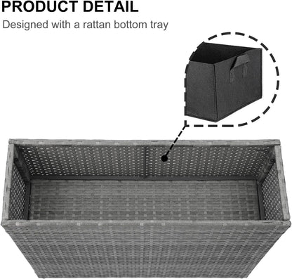 SUNNYPARK Tall Rectangular Planter with Removable Liner, All-Weather PE Rattan Large Modern Planters Indoor Outdoor Flower Plant Pots Garden Box Patio Yard Front Porch Deck