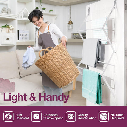 BLACK+DECKER Over The Door Expandable Telescopic Drying Rack, Clothes Organizer, Towel Hanger, Laundry, Collapsible, Silver