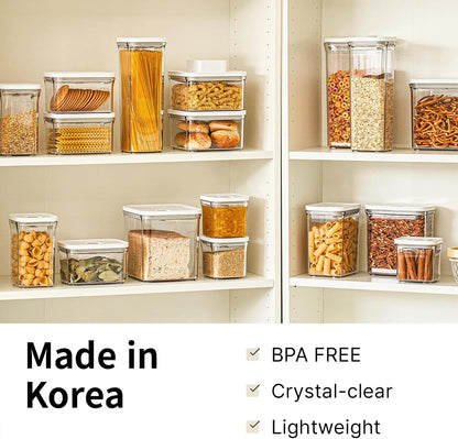 VAKUEN Premium Airtight Food Storage Containers, Square-S 3PC-SET, Smart One-Click Seal Lid, No Hinges, 100% Leak Proof, BPA-FREE, Dishwasher, Freezer & Microwave Safe