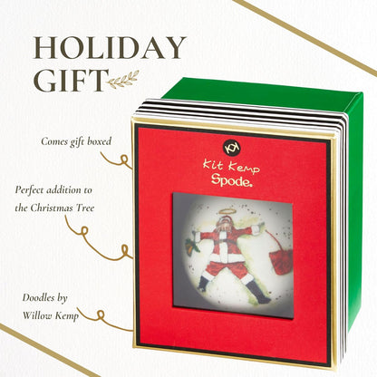 Spode Kit Kemp Christmas Ornament - Doodles Best in Snow - Fine China Whimsical Festive Keepsake, Collectible Holiday Decoration for Tree & Seasonal Decor - Holiday Ornament for Gift Giving
