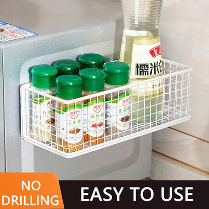 Magnetic Basket Magnetic Fridge Organizer Magnetic Pencil Holder Whiteboard Accessories Home Kitchen Organization (White-High)