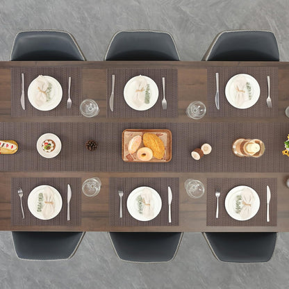 Myir JUN Placemats Set of 8, Vinyl Woven Placemats Place Mats Indoor Set of 8 Washable Table Mats Non-Slip Place mats for Dining Table (Coffee, Set of 8)